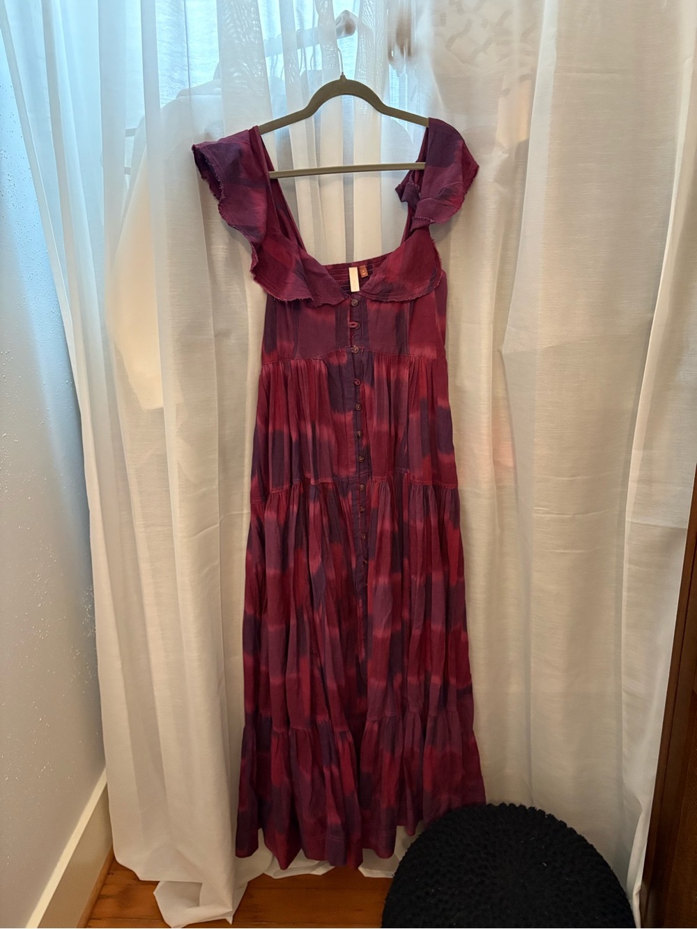 Pilcro Plum and Deep Berry Ruffled Maxi Dress